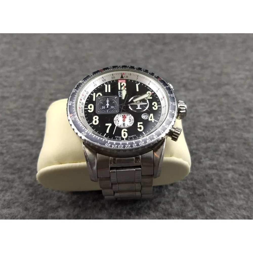 ESQ Watch Movado Pilot ES 021145482 Stainless Swiss Quartz Luminous New Battery